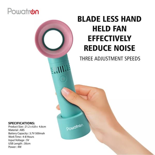 Hand Held Bladeless Fan Portable Mini Desktop USB Rechargeable Cooler 5000mAh