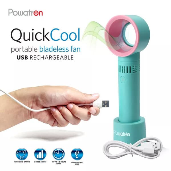 Hand Held Bladeless Fan Portable Mini Desktop USB Rechargeable Cooler 5000mAh