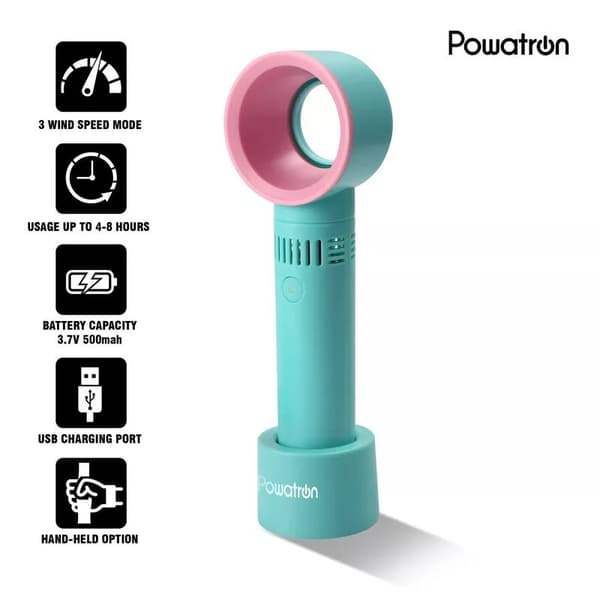Hand Held Bladeless Fan Portable Mini Desktop USB Rechargeable Cooler 5000mAh