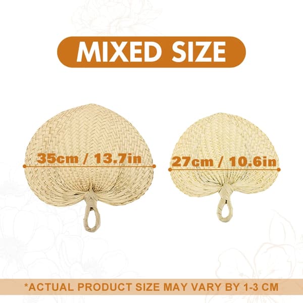 Naturlige Palm Leaf Håndfans, Håndlavet til Bryllupper, Allsidig Dekoration og Gaver,24 stykker, 27cm og 35cm