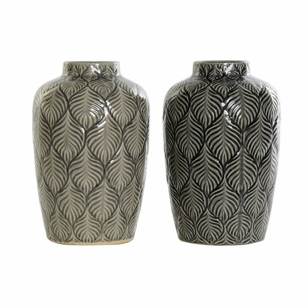 Vas DKD Home Decor Beige Porslin Grå Grön Orientalisk 16 x 16 x 26 cm (2 antal)