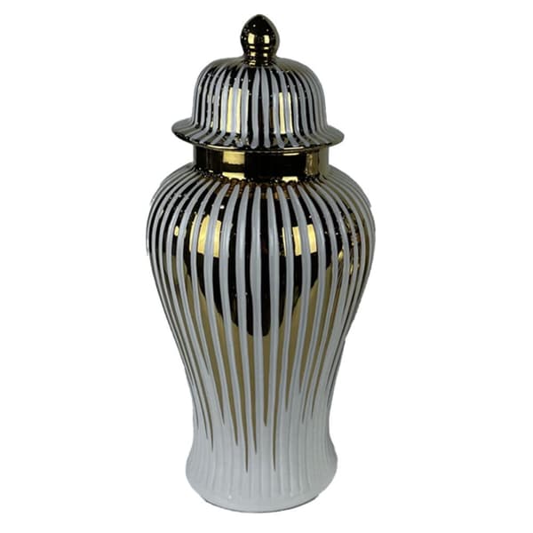 Tromme DKD Home Decor Porcelæn Gylden Hvid Orientalsk (20 x 20 x 43 cm)