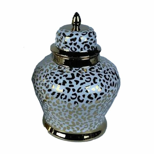 Keramikskål DKD Home Decor Porslin Gyllene Vit Kolonial (22 x 22 x 30 cm)