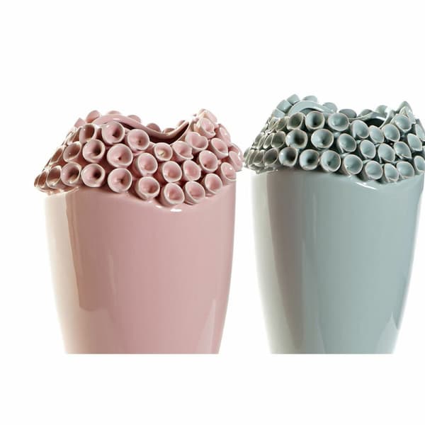 Maljakko DKD Home Decor Pinkki Turkoosi Kivitavara Välimeren (2 pcs) (19 x 19 x 33 cm)