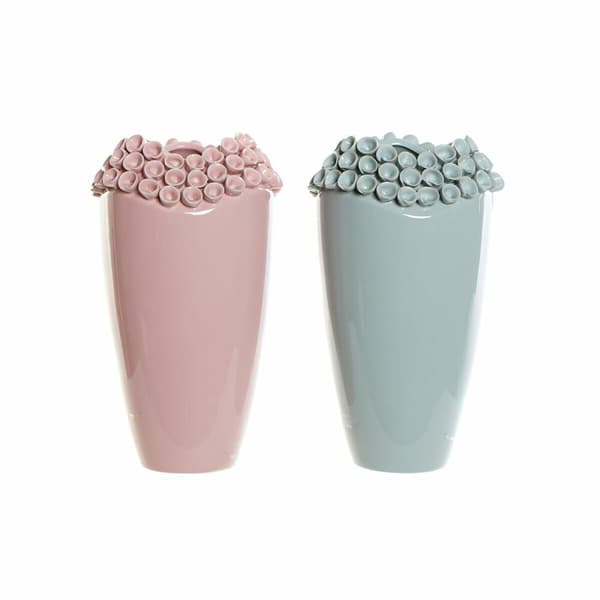 Maljakko DKD Home Decor Pinkki Turkoosi Kivitavara Välimeren (2 pcs) (19 x 19 x 33 cm)
