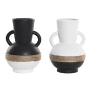Vase DKD Home Decor 16,5 x 16,5 x 24 cm Keramik Sort Brun Tov Hvid (2 enheder)