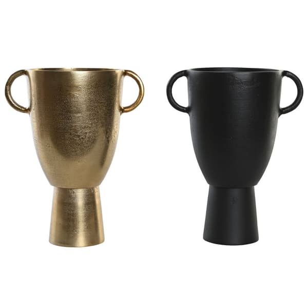 Vase DKD Home Decor 23 x 16 x 29 cm Sort Gylden Aluminium Moderne (2 enheder)