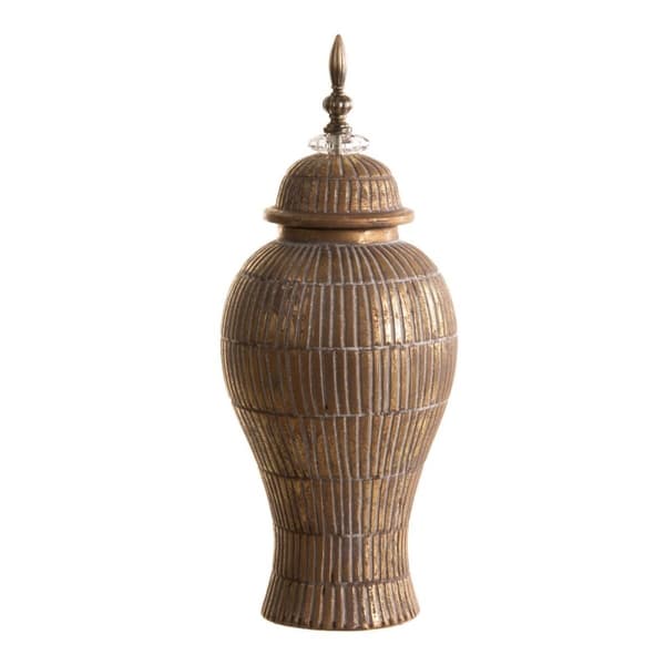 Vase 19 x 19 x 43 cm Keramik Gylden Hvid
