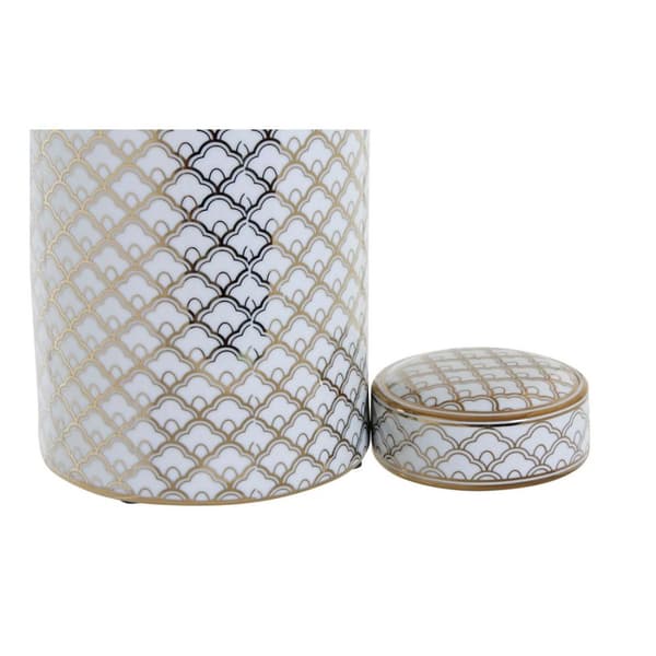 Vase DKD Home Decor 18 x 18 x 30,5 cm Porcelæn Gylden Hvid