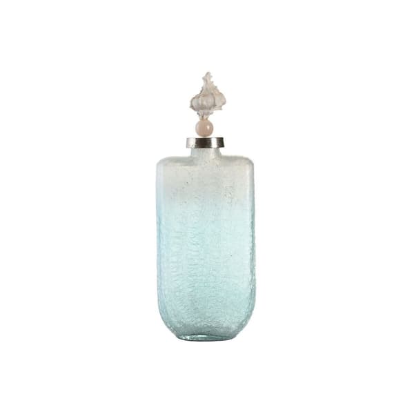 Vase DKD Home Decor Blå Aluminium Krystal Skal Middelhavet 9 x 17 x 43 cm