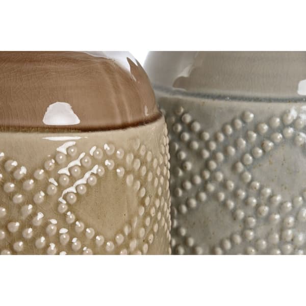 Vas Home ESPRIT Brun Grå Keramik Orientalisk Romb 19 x 19 x 27 cm (2 antal)