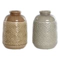 Miniatyrbillede 1 af 3: Vase Home ESPRIT Brun Grå Keramik Orientalsk Romber 19 x 19 x 27 cm (2 enheder)