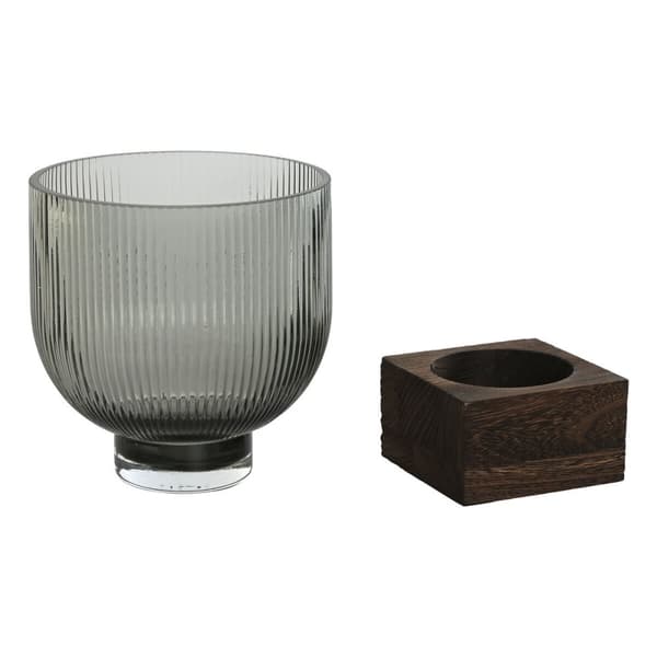 Maljakko Home ESPRIT Ruskea Harmaa Puu Kristalli Moderni 16 x 16 x 20 cm