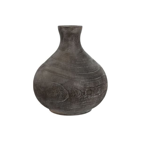 Vase Home ESPRIT Mørkegrå Paulonia træ Kolonistil Ældet overflade 24 x 24 x 27 cm
