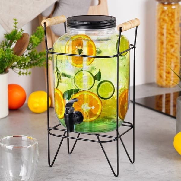 Drikkeglas med hane og stativ, sort, 4,2 l