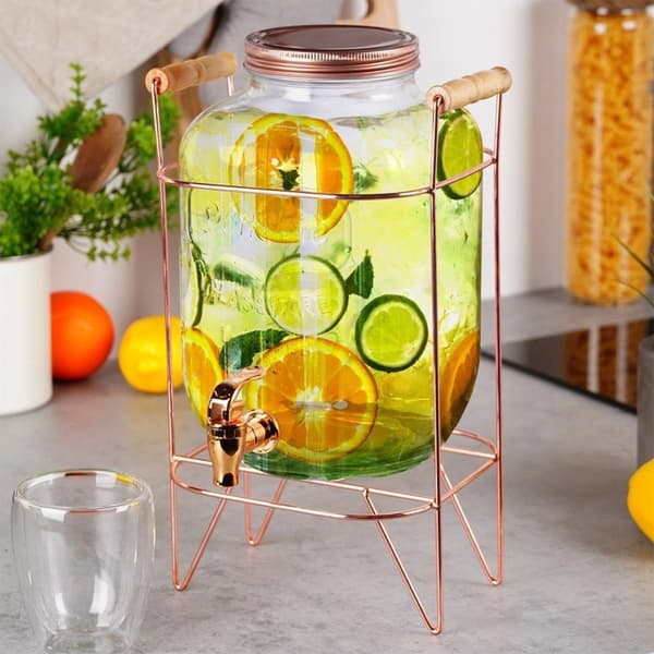 Dryckesburk med kran och guldställ, 5,5 l