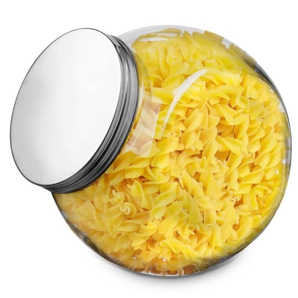 Køkkenbeholder i glas med låg, krukke til løse produkter, pasta, slik, kaffe, 3 l