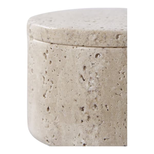 Rootz travertin lagringsburk - dekorativ container - Trinkethållare - Natural Elegance - Ø10x6.5cm