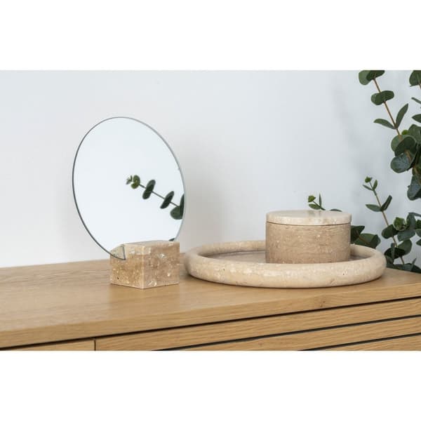 Rootz travertin lagringsburk - dekorativ container - Trinkethållare - Natural Elegance - Ø10x6.5cm