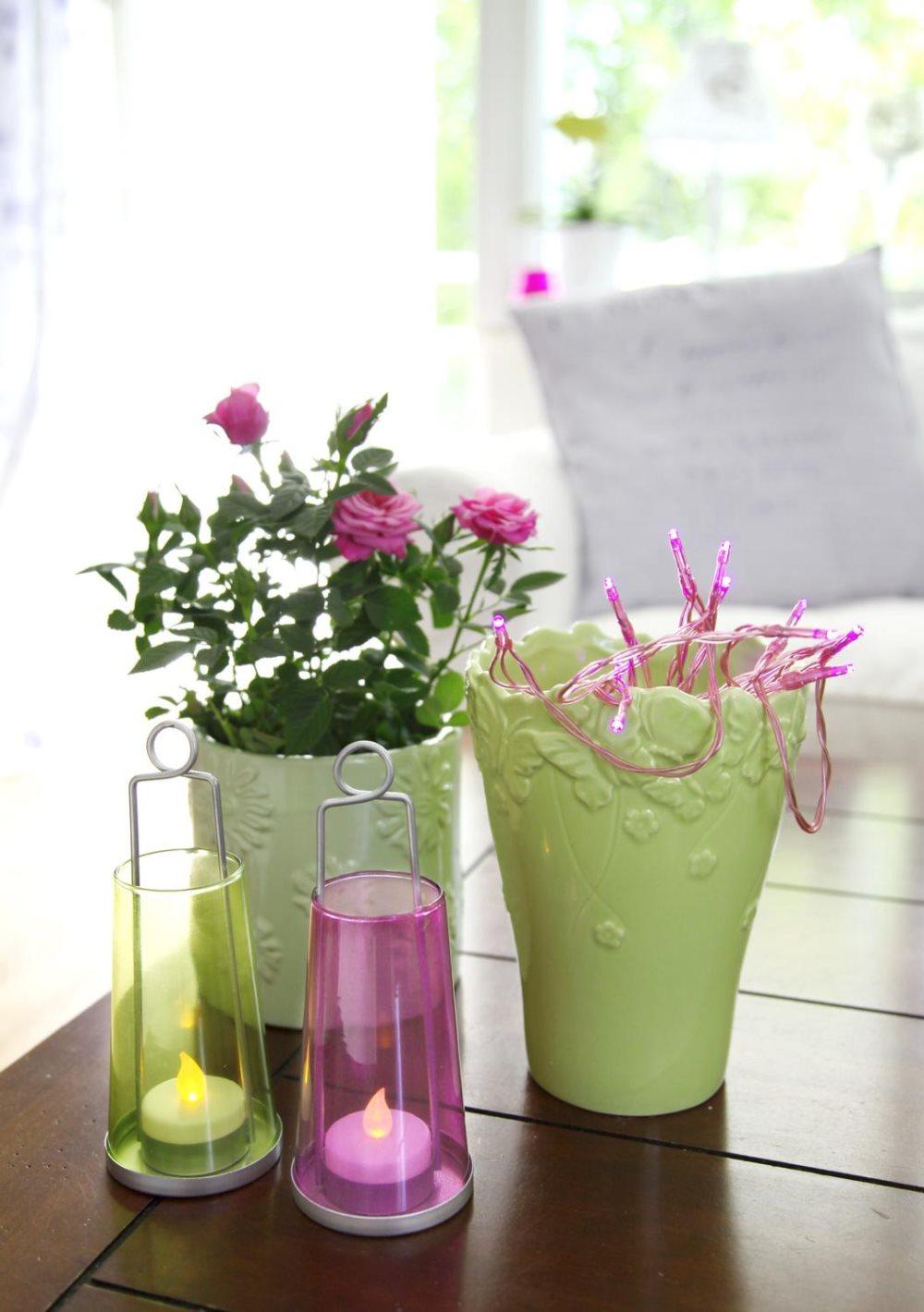 Batteridriven ljusslinga 15 ljus rosa med timer