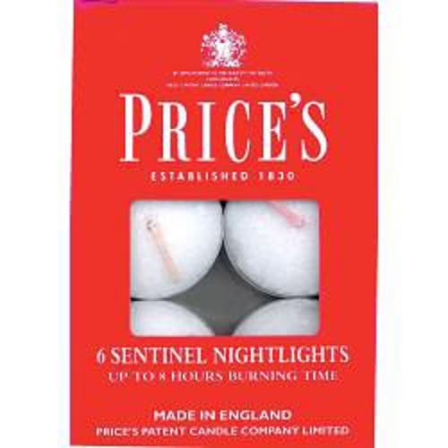 Prices Candles Sentinel Nightlights (Pack of 6) White 6 x 23 x 35mm