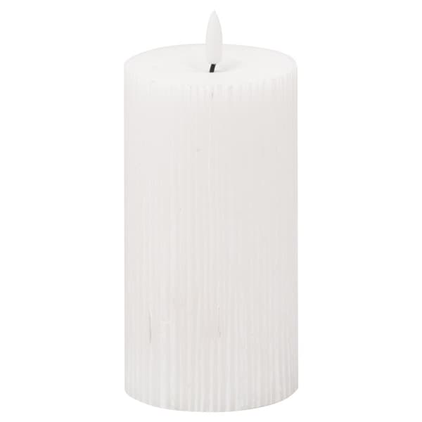 Hill Interiors Luxe Collection Ribbed Natural Glow Electric Candle White 20cm x 7cm x 7cm