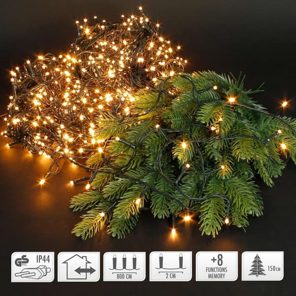 Juletræ dekoration LED Cluster Light Chain 8 m med 400 LED'er Warm White IP44