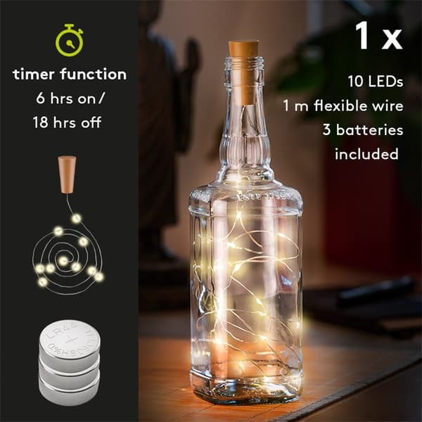 Goobay 10-serie LED flaske fe lys, inkl. timer Atmosfærisk belysning dekoration til glasflasker