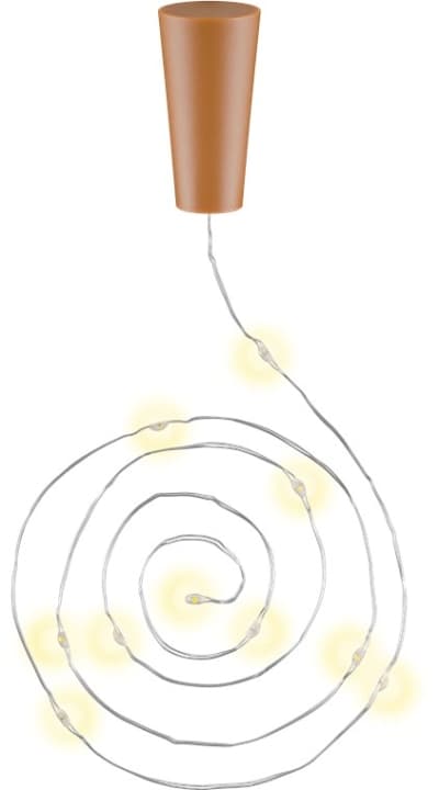 Goobay 10-serie LED flaske fe lys, inkl. timer Atmosfærisk belysning dekoration til glasflasker Lysebrun, Sølv