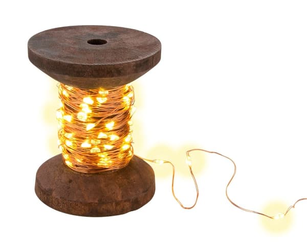 Goobay LED-lys "Bobin", liten med 3 m USB-kabel, 10 m lyssløyfe med 100 mikro-LED i varmhvit (2700 K) og bryter (av/på)