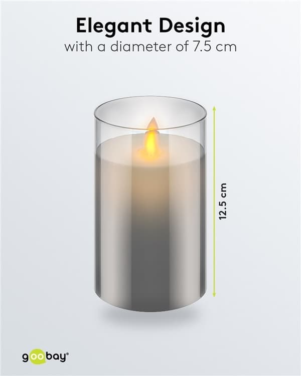 Goobay LED ekte vokslys i glass, 7,5 x 12,5 cm fantastisk og trygg belysningsløsning for mange områder som hus og loggiaer, kontorer eller skoler