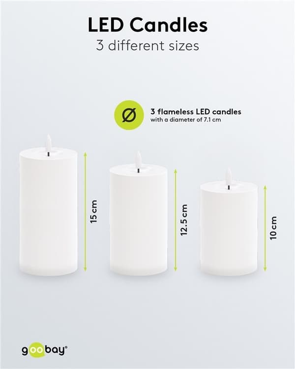 Goobay Sett med 3 LED-lys "Outdoor" med 10-knapps fjernkontroll, for innendørs og utendørs bruk (IP44), varmhvit (3000 K), batteridrevet