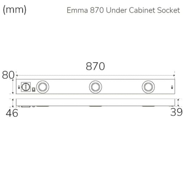 Llitt Emma 870 Kjøkkenbenklampe 2xspot + stikkontakt 3000K 650lm 870cm