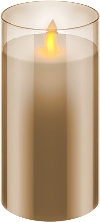 Goobay 3-pakning LED-lys av ekte voks i glass, gulltransparent, inkl. 10x AAA (LR03) med timerfunksjon og pendelveke, batteridrevet, varmhvit (2700 K)