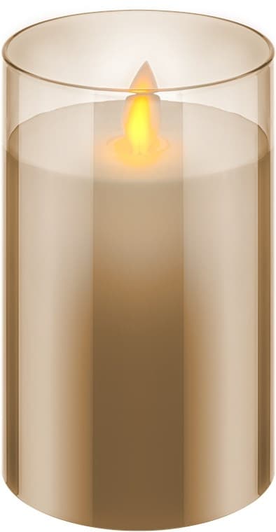 Goobay 3-pakning LED-lys av ekte voks i glass, gulltransparent, inkl. 10x AAA (LR03) med timerfunksjon og pendelveke, batteridrevet, varmhvit (2700 K)