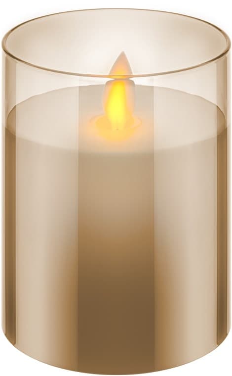Goobay 3-pakning LED-lys av ekte voks i glass, gulltransparent, inkl. 10x AAA (LR03) med timerfunksjon og pendelveke, batteridrevet, varmhvit (2700 K)