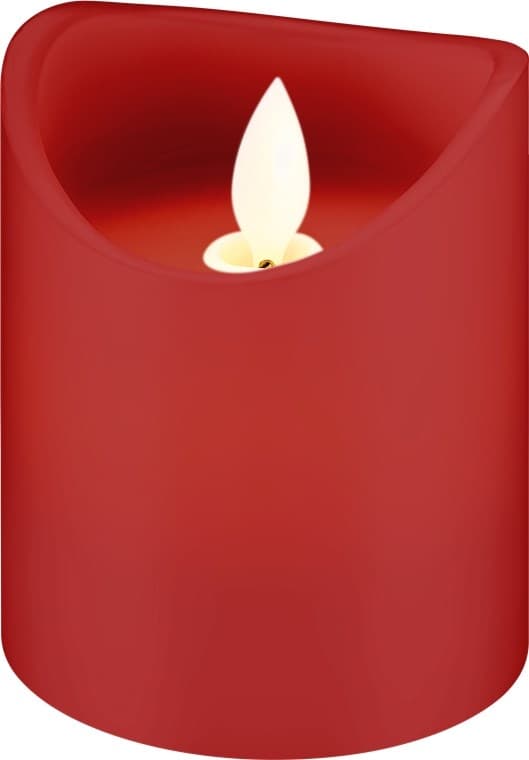 Goobay 4-pakning LED-lys av ekte voks, rød, inkl. 12x AAA (LR03) med timerfunksjon og pendelveke, batteridrevet, varmhvit (2700 K)