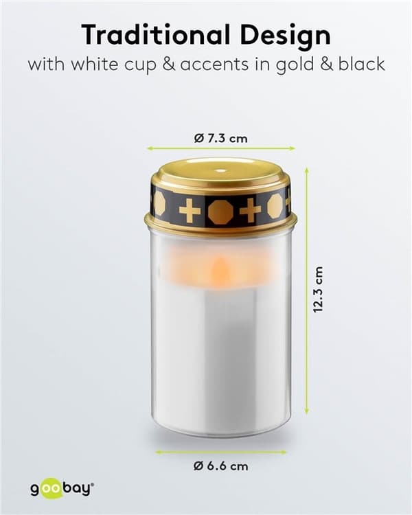 Goobay LED gravljus med timer, vitt varmvit (2400 K), batteridriven (2x C/LR14), för inom- och utomhusbruk (IP44)