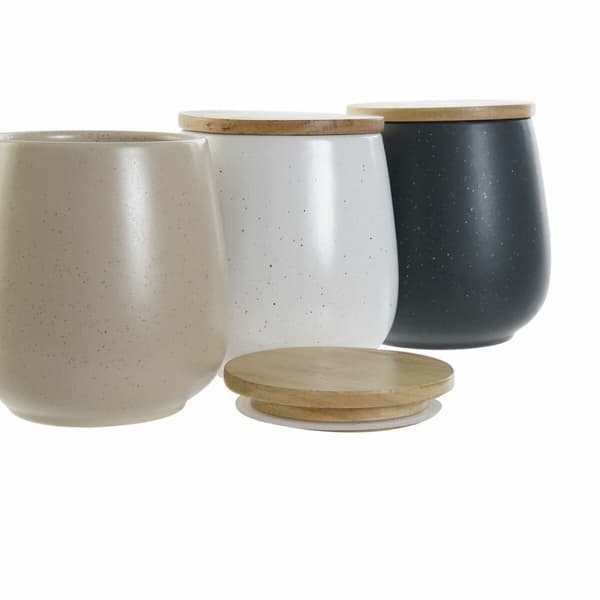 Burk DKD Home Decor Vit Beige Mörkgrå 10 x 10 x 13 cm (3 antal)