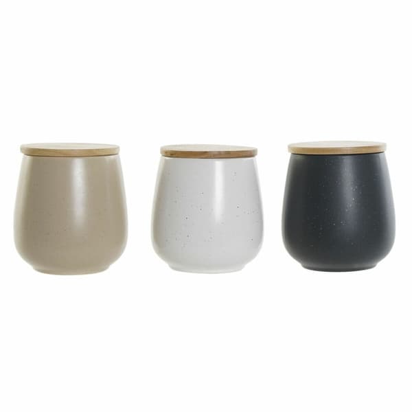 Burk DKD Home Decor Vit Beige Mörkgrå 10 x 10 x 13 cm (3 antal)