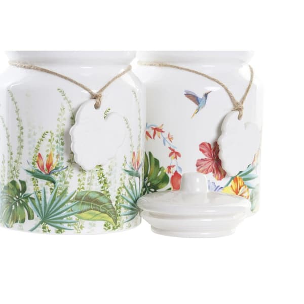 Burk DKD Home Decor Trädgård Multicolour Tropiskt 15 x 15 x 21 cm (2 antal)