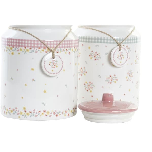 Burk DKD Home Decor Grön Rosa Gingang 15,5 x 15,5 x 21 cm (2 antal)
