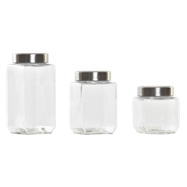 Uppsättning med 3 Burkar DKD Home Decor 750 ml 8,5 x 8,5 x 18 cm