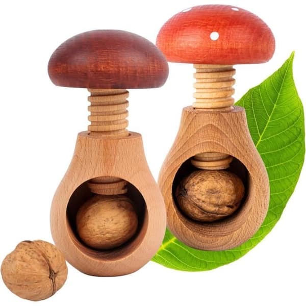 Knutteknäppare - Kreativt Hem - Set om 2 - Naturligt Trä - 10 x 6 cm - Skruvmekanism