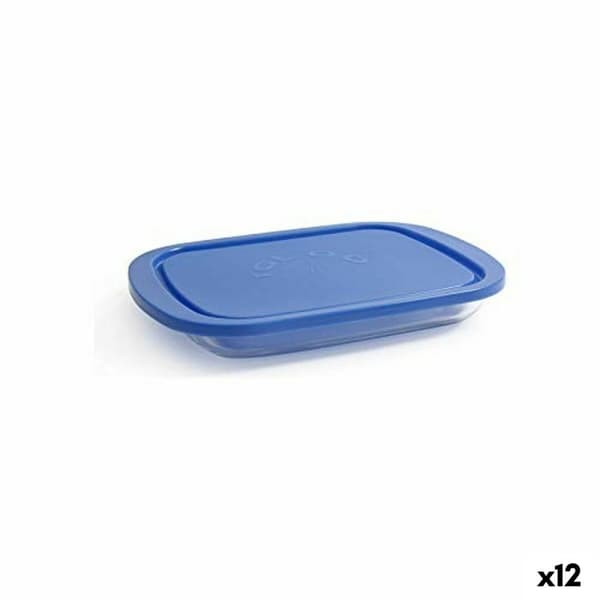 Lunchlåda Borgonovo Igloo Blå Rektangulär 800 ml 26 x 18,5 x 3,4 cm (12 antal) (26 x 18,5 x 3,4 cm)
