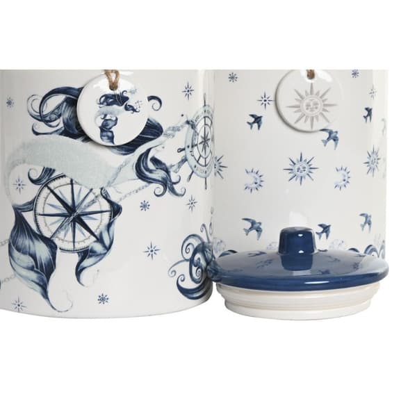 Burk DKD Home Decor Blå 15 x 15 x 21 cm Vit Dolomite (2 antal)