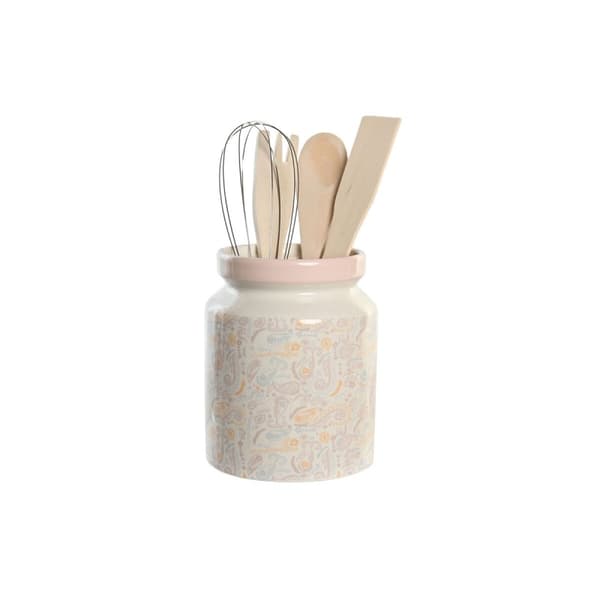 Kruka för köksredskap DKD Home Decor Metall Dolomite Trä MDF 12 x 12 x 25 cm