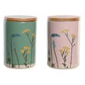 Miniatyrbild 1 av 3: Burk DKD Home Decor 11,5 x 11,5 x 17,5 cm Blommig Rosa Grön Bambu Stengods Shabby Chic (2 antal)
