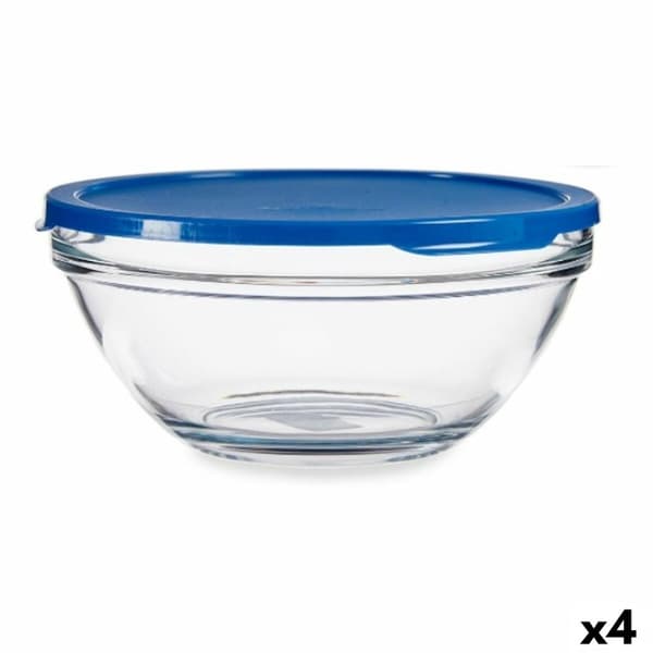 Rund matlåda med lock Pasabahce Chefs Blå 2,5 L 23,7 x 10,1 x 23,7 cm (4 antal)