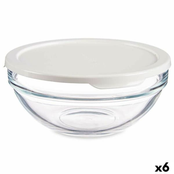 Rund matlåda med lock Pasabahce Chefs Vit 595 ml 14 x 6,3 x 14 cm (6 antal)